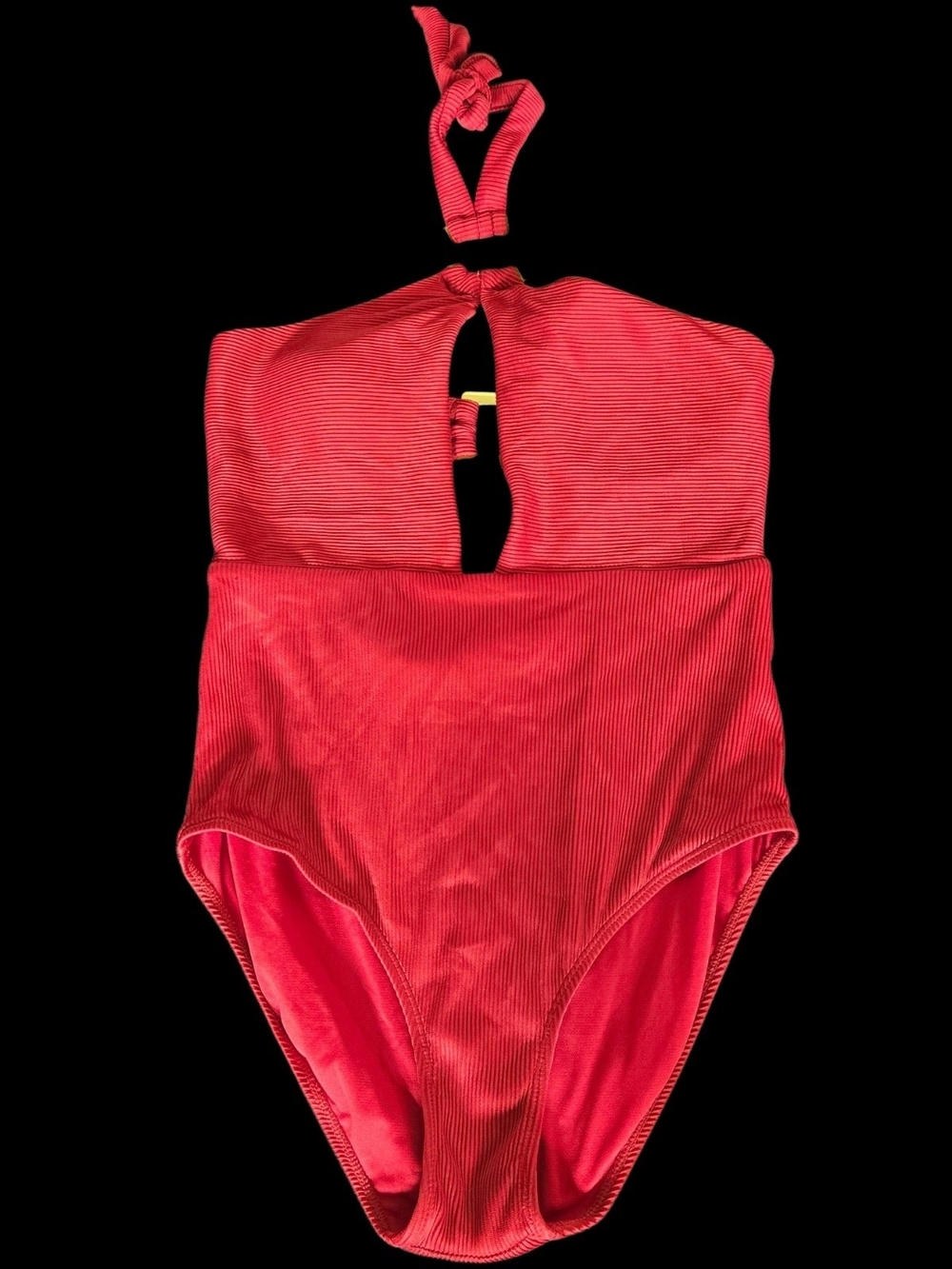 Heat Burnt Orange Ribbed One-Piece with Gold Accents Sz L